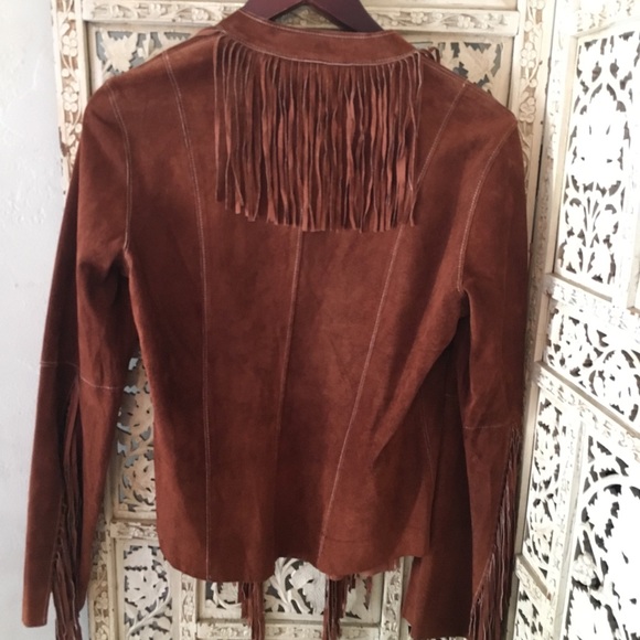 Bebe Fringe BOHO Leather Jacket DAMAGED - Picture 3 of 8